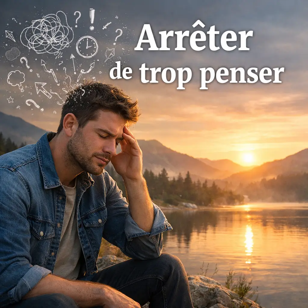 arrêter de trop penser homme pensif au coucher de soleil esprit surchargé